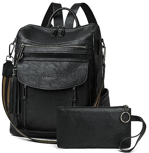 Shrrie Rucksack und Geldbörse für Damen, modischer Rucksack aus Leder, Designer-Reiserucksack, wandelbare Schultertasche, L 12.5 x W 5 x H 13 inches