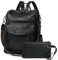 Shrrie Rucksack für Damen, modischer Leder-Rucksack, Geldbörse, Designer-Reiserucksack, Schultertasche, 2-2 zweifarbig, schwarz, Reiserucksäcke