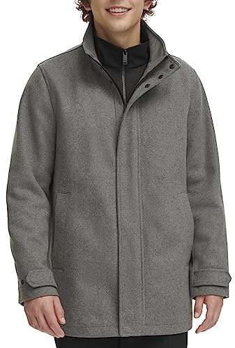 Dockers Men's Wool Melton Two Pocket Full Length Duffle Coat, Light Grey, Medium