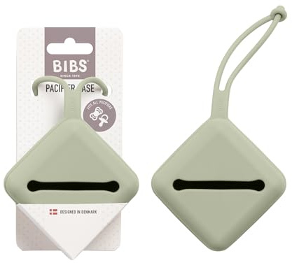 BIBS Pacifier Case with Strap, for Storing and Transporting Soothers, Can Hold up to Three Dummies, 100% BPA Free Food-Grade Material. Sage