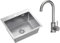 VBChome Edelstahlspüle mit Armatur 50 x 45 cm Gebürsteter Edelstahl Einbauspüle mit Hahnloch Edelstahl Küchenspüle Spüle Groß Becken Ablaufgarnitur Siphon Edelstahlspüle Gebürstet mit Armatur