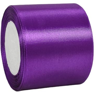 Cinta de Satén Morada - 75mm x 22m de Seda Raso para Regalos, Manualidades, Ramo de Novia, Globos y Decoración de Recuerdos de Boda