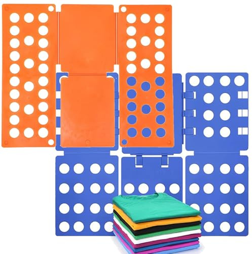 Manwetye 2 PCS Clothes Folding Board for Kid and Adult,T Shirt Folder Laundry Organizer Easy and Fast for Home Organization(Orange and Blue)