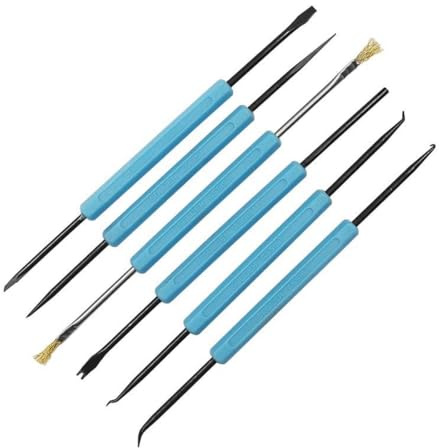 IKOPFLN 6 Pièces Outil de Réparation D'aide à la Soudure à Double Tête Réparation de Carte de Circuit Imprimé Ensemble D'outils D'assistance Auxiliaire de Nettoyage pour Composants électroniques
