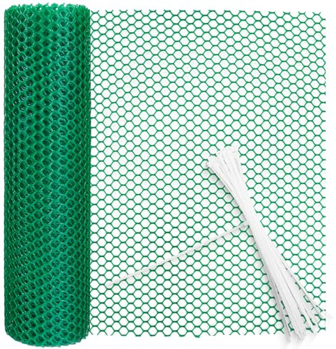 Chicken Wire Mesh Roll Plastic Mesh Fencing 8mm Hole Garden Fencing Mesh Fence Netting Poultry Breeding Netting Temporary Fencing for Yard Garden Balcony (Green, 40cm×3m)
