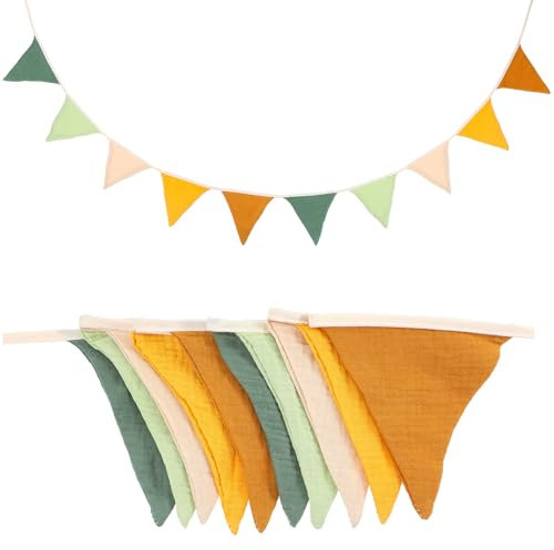 Yuanchu Guirlande de fanions pour lit de maison - Double face - 300 cm - En mousseline de coton - Décoration murale