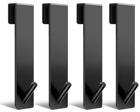 COFTCLMOMT 4 ganci da parete in acciaio inox da 12,5 cm, per vetri di spessore ≤ 10 mm, colore nero, gancio per porta in vetro, porta asciugamani da doccia, gancio per asciugamani, gancio per