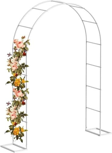 UZAMIRLEX Arco de Jardín con Estructura Metálica, Rosal trepador Grande, Planta Decorativa for Jardines(White,W1.2M*H2.2M)