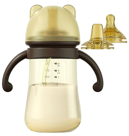 Jlobnyiun Sippy Training Cups – Wide Neck Bottle, Straw Feeder | Leakproof Drinking Mugs, Anti-Colic Baby Feeding Cup with Handles for 3 Month Olds Toddler Hydration, Home Travel Daily Usage