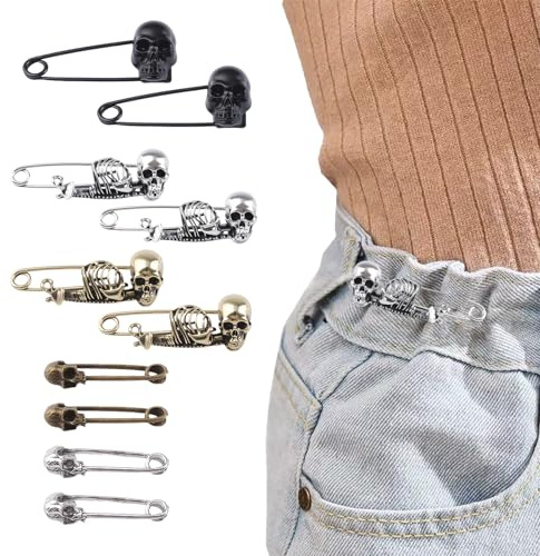 URROMA 10 PCS Skeleton Pant Waist Tighteners,Adjustable Waist Buckle Set Reusable Jean Buttons for Loose Pants Cincher Clip for Jeans Skirts Sleeves