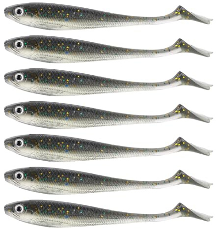 7uds Cebos Blandos Crappie Strobe Minnow, 7cm Cebo Blando Plástico Realista Panfish con Inserto Destellante Señuelos de Pesca Duraderos para la Pesca de Crappie Lubina Trucha Walleye