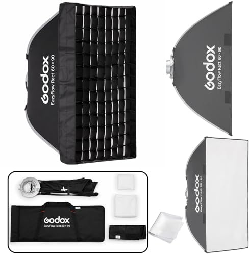 Godox EazyFlow 60 x 90 cm professionell stor softbox med Bowens Mount, studio-blixtljusformare för mjukt, jämnt ljus, perfekt för modeporträtt, gruppfoton och studioarbete