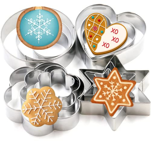 TRIXES 12 pezzi formine per biscotti, stella, cuore, cerchio, fiore