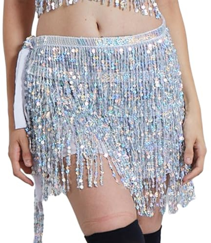 QG ltd Dance Belly Dance Dancer Costume Sequin Tassel Fringe Hip Scarf Belt Waist Wrap Skirt