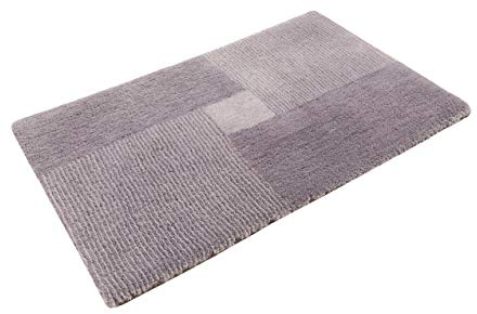 Homie Living Badteppich, Badematte, kuscheliger Flauschiger weicher Flor, rutschfest und waschbar, San Piero (55 x 65 cm, Grau)