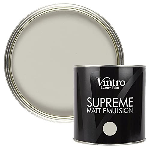 Vintro | Luxury Matt Emulsion | Grey | Smooth Chalky Finish | Multi Surface Paint | for Walls, Ceilings, Wood and Metal | 2.5L (Dove)
