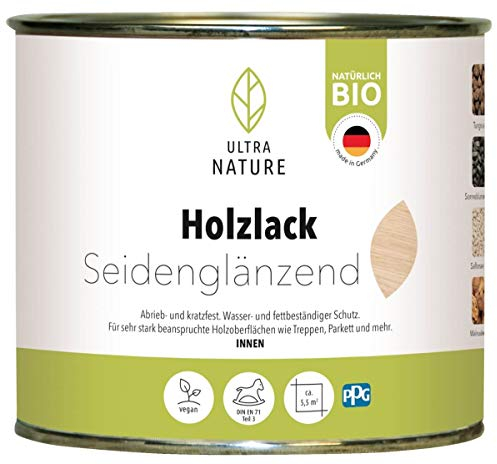 ULTRA NATURE Holzlack 0,375L, Farblos, Vegan, Bio, Lösemittelfrei, Seidenglanzend