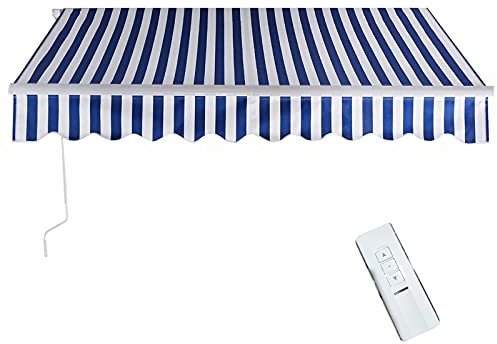 0℃ Outdoor Toldo Abatible Manual Eléctrico con Brazos, Toldo Impermeable para Patio Terraza o Jardín, Resistente a los Rayos UV e Impermeable para Exterior, Aluminio Acero Tela de Poliéster,#2,2x1.5m