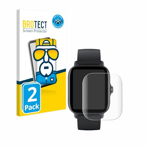 BROTECT 2 Stück Full-Cover Schutzfolie für Huami Amazfit GTS 3 Full-Screen Displayschutz-Folie [3D Curved, Anti-Fingerprint, Kristall-Klar]