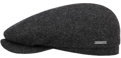 Stetson Belfast Schirmmütze Fischgrat Mehrfarbig Made in EU Damen und Herren Herbst Winter schwarz-grau 63 cm