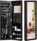 CASART 2-IN-1 Jewelry Cabinet, Wall & Door Mounted Jewelry Armoire with Full-Length Mirror & Built-In Small Mirror, Space-Saving Jewelry Organizer Hanging Storage Makeup Box (Black)