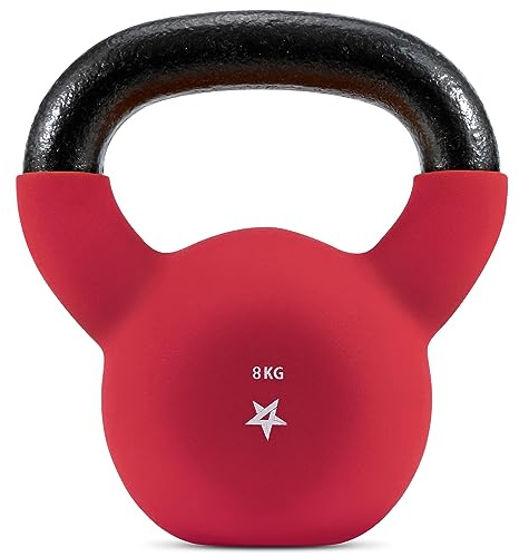 Yes4All E5UA Kettlebell rivestite in neoprene, Kettlebell per allenamento della forza - 8KG Rosso