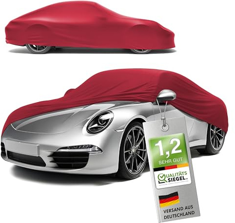 WALSER Premium Skydd Bil Inomhus Stretch Plus Kvalitetsvinnare Mycket Bra * Bilskydd Vinter Bilgarage Bilpresenning L Röd