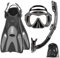 OutdoorMaster Mobula Schnorchelausrüstung für Erwachsene, Maske Flossen Schnorchel Set mit Panoramablick Anti-Beschlag, Dry Top Tauchausrüstung zum Schwimmen Schnorcheln Tauchen - Grau Schwarz,L/XL