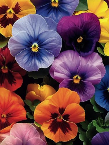 Floral Pansies: 100 8.25 x 12 Unlined blank interior Pages, for Writing, Sketching, notes and creative ideas.