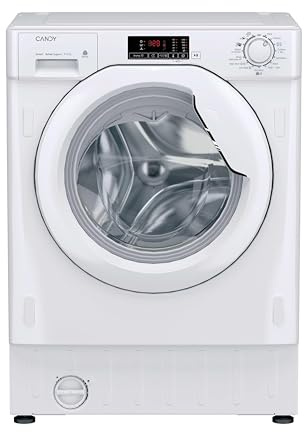 Candy Smart Integrated Washer Dryer, 9 kg Wash Plus 5 kg Dry, Combined Class E, 1400 RPM, 3 Rapid Cycles, White, 60 x 53 x 82 cm - CBD 495D14-80