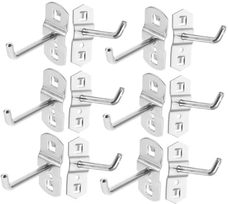 KONTONTY 12piezas Ganchos Para Panel Perforado Metálicos Para Organizar Garajes y Talleres Soporte Resistente Para Herramientas y Accesorios De Almacenamiento Seguro