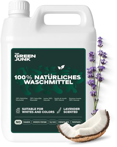 The Green Junk Detersivo Lavatrice 100% Naturale 5L Ricarica - Ipoallergenico - Detersivo Lavatrice Baby - Senza Profumo Sintetico - 167 Lavaggi