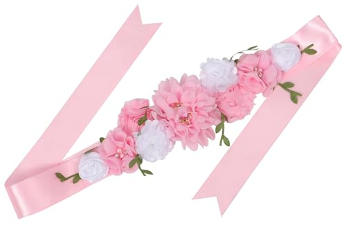HONITANO Cintura Floreale per Gravidanza in Chiffon Rosa Fascia Decorativa per Gravidanza e Shower Cintura per Pancia Comoda e Sicura Accessorio Elegante per Feste e Maternità