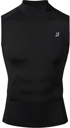 Roadbox Men's Sleeveless Turtleneck Compression Shirt, Athletic Tank Top