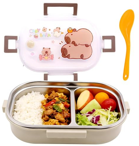 WFKKMEQ Capybara Scatole Bento, 750ml Capybara Porta Pranzo Lunch Box con Posate Schiscetta Pranzo con Scomparti Bento Box Studente Portapranzo Portatile per Picnic Scuola Uffici