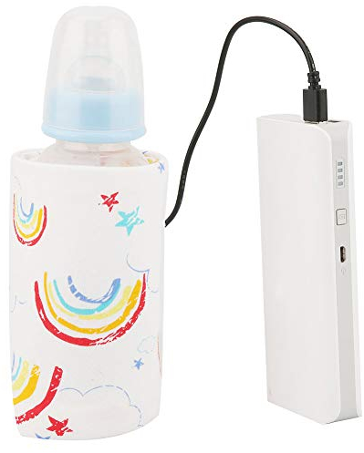 USB Baby Fütterung Flaschenwärmer, Tragbare Cartoon Milchflasche Reise Heizung Heizdeckel Isolierung Thermostat für Zuhause Im Freien Reisen(Dinosaurier-Muster)