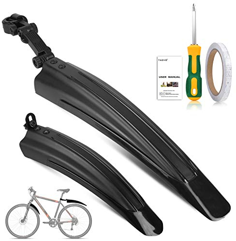 TAGVO Fahrrad Schutzbleche Set für 20/22/24/26 Zoll, Universal Full Cover Thicken Widen Fahrrad Kotflügel Set, Mountainbike MTB Kotflügel vorne & hinten Verstellbare Fahrradkotflügel-Schmutzfänger