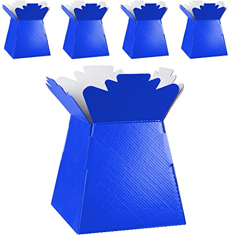 Flower Bouquet Boxes Florist Packaging Gift Craft Box Vase – Holder for Flowers, Bouquets, Plants, Sweets – Decoration for Wedding, Birthday, Anniversary, Floral Arrangement – Pack of 5 – Royal Blue