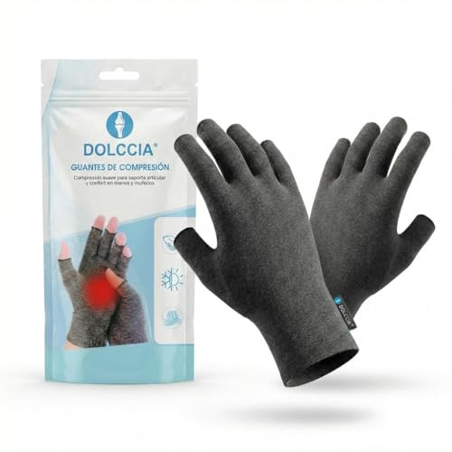 DOLCCIA Guantes de compresión artritis, Alivio para dolor de manos y artrosis, Mejora la hinchazón y circulación, 1 par mujer y hombre (M)