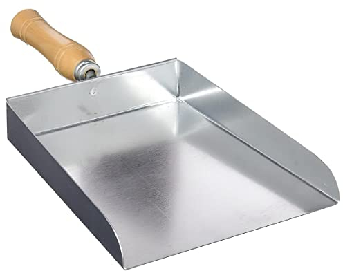 Pelle à Cendre pour cheminée, Ramasse poussière avec Petite Manche en Acier/Bois Coloris Gris - 23,5 x 20 cm