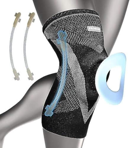 PROIORN Rodillera Profesional, Rodillera de Compresión con Almohadillas de Gel de Rótula y Estabilizadores Laterales para Hombre y Mujer, Rodilleras de Grado Médico para Correr, Negro-M