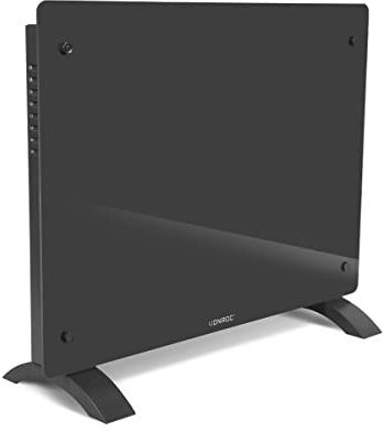 VONROC Chauffage Électrique en Verre Gris 1500W – Design avec Thermostat Réglable, Wi-Fi & Commande Manuelle – 2 Niveaux de Chauffage – Mode Hors Gel – Pour Pièces jusqu’à 18m²