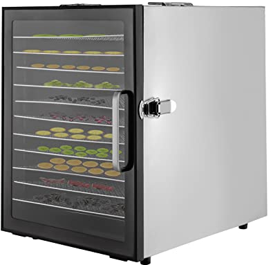Dörrautomat Edelstahl Gefriertrockner Freeze Dryer Dehydrator Food Dryer Dörrgerät Dörrautomat Groß Obst Trockengerät Gefriertrockner Für Zuhause Trockenschrank, 30-90℃, 12 Edelstahl-Dörrtabletts