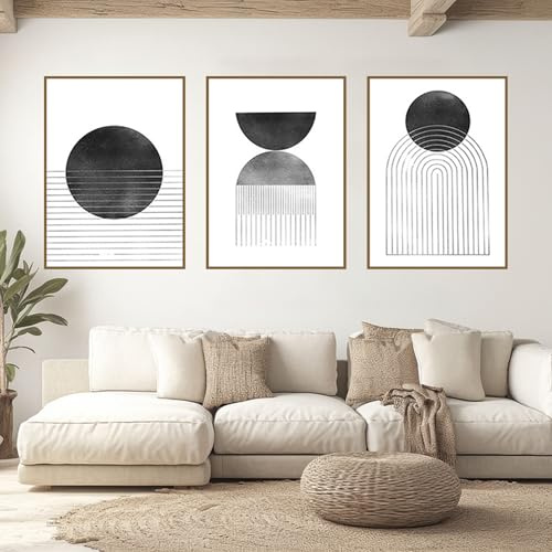 UGZDEA set med 3 abstrakta canvasposters med modern geometrisk design, för vardagsrum och sovrum, bilder utan ram, 3 x 40 x 60 cm (G)
