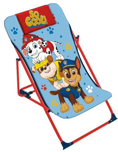 ARDITEX Chaise longue pliable Pat' Patrouille 43 x 66 x 61 cm, Métal, Polyester, Bleu, Pliable, Économise de l'espace, Extérieur/Plage
