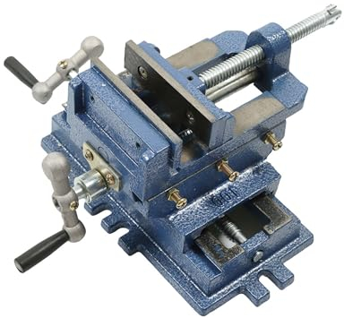 kimllier Cross Slide Drill Press Vise 2 Way X-Y Heavy Duty Clamp Machine Cast Iron Drill Press X-Y Compound Vise - 4 Inch Blue