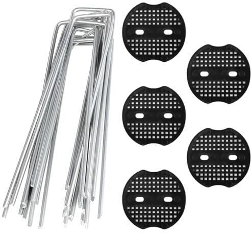 AEIOPRS 20 pcs Grapas Césped Artificial Malla Antihierbas para Jardín Estacas Clavos de Acero Inoxidable Galvanizados Sujeción Piquetas para Camping