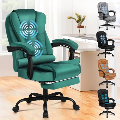 ALFORDSON CHAIR Sedia da ufficio Sedia da scrivania per computer Gaming, ergonomica con schienale alto e supporto lombare con ruote Comodo sedile da corsa, Pelle scamosciata, Verde