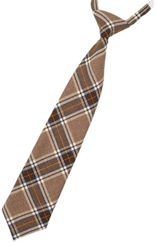 alloneslife Damen-Krawatte, Braun, Kariert, Gestreift, Palmenmuster, Vorgebundene Krawatte, College, Schuluniform, See size chart