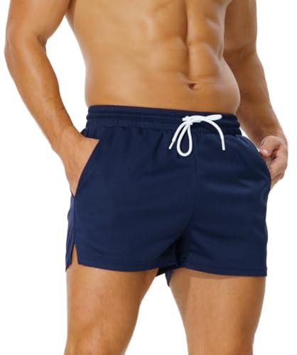 AIMPACT Gym Shorts Men 3 Inch Quick Dry Sport Shorts for Men Breathable Mesh Athletic Workout Training Fitness Running Shorts (Navy-M)